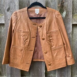 Caramel tan light leather jacket